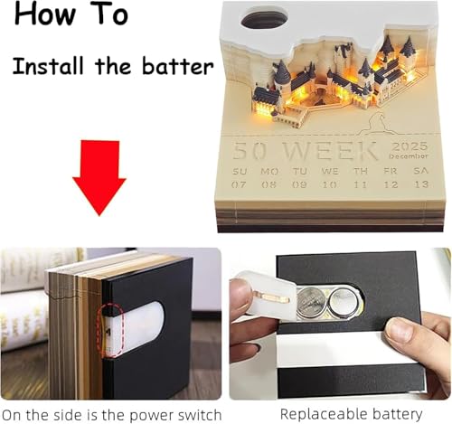 3Dカレンダー 2026年立体視 創造的な卓上カレンダー メモ帳ファミリープランナー クリスマスプレゼント 現代的なホームオフィス 装飾 卓上紙彫刻ギフト (F)